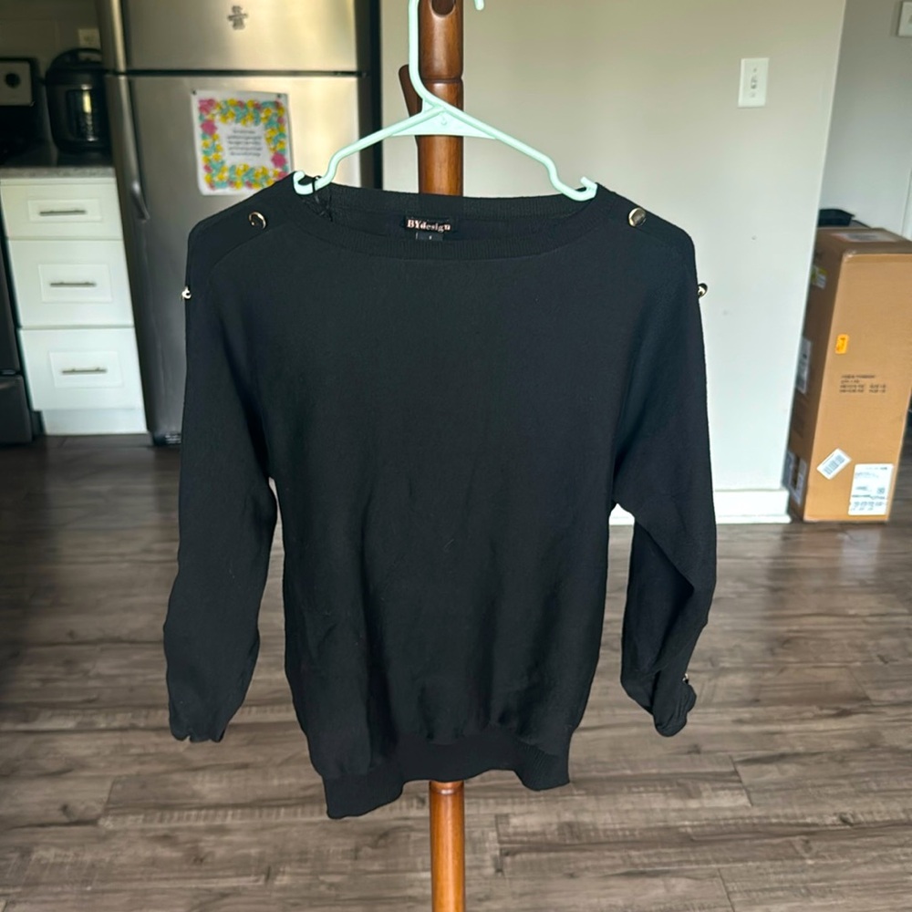 Brand new black sweater with button details
